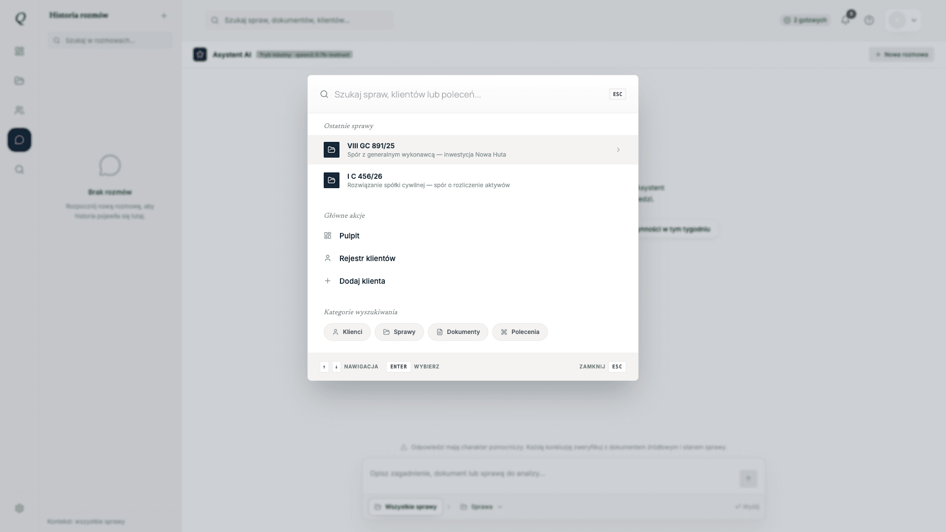 Global search in Quevor